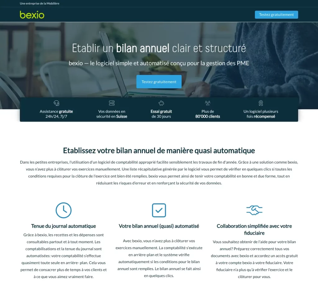 Landing Page de bexio