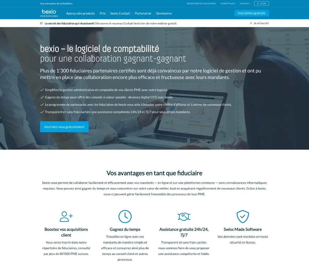 Landing page du programme partenaire de bexio